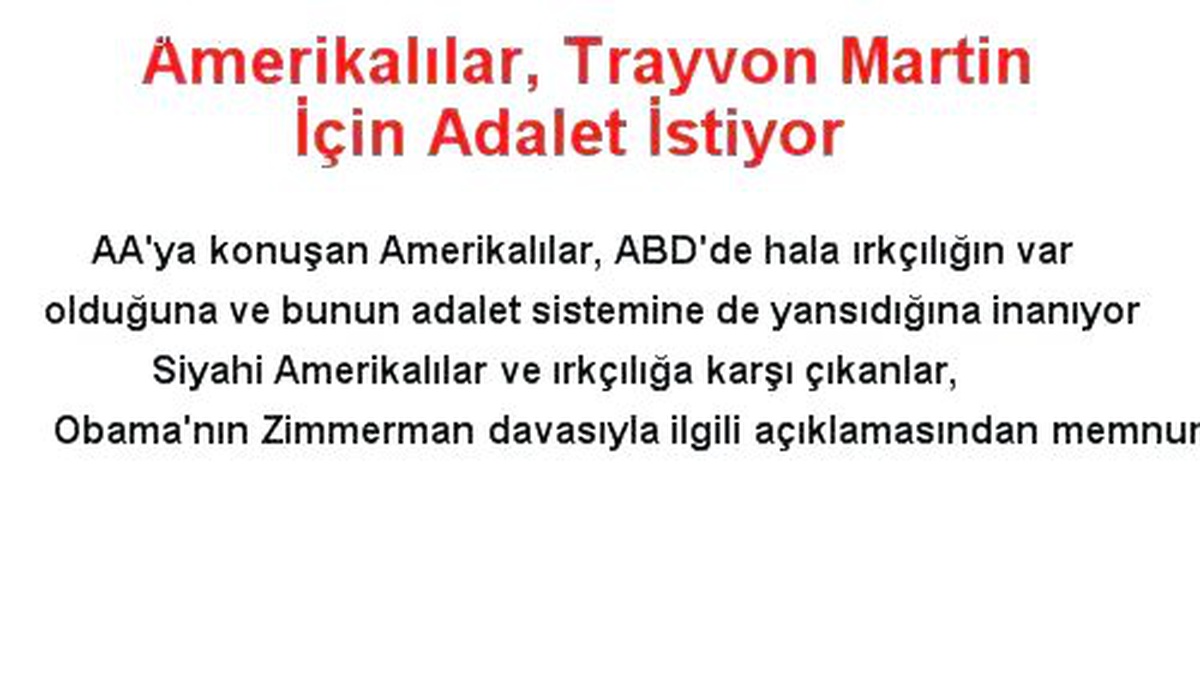 Amerikalılar, Trayvon Martin İçin Adalet İstiyor