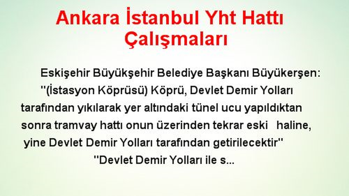 Ankara İstanbul Yht Hattı Çalışmaları