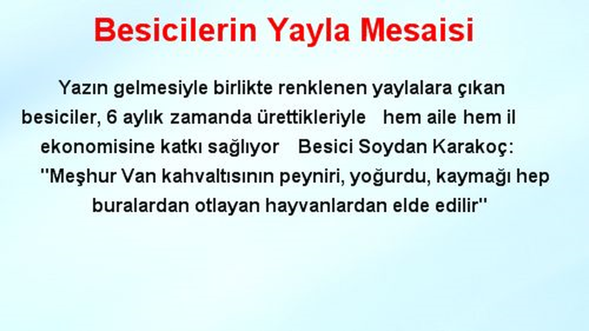 Besicilerin Yayla Mesaisi