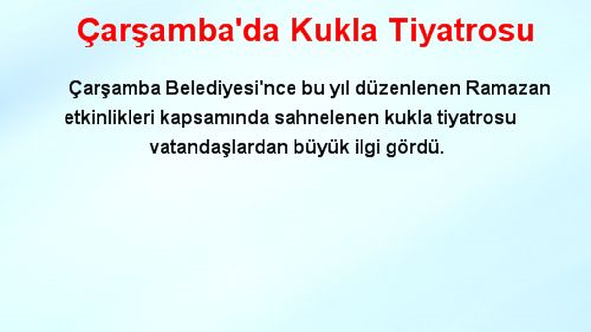 Çarşamba\'da Kukla Tiyatrosu