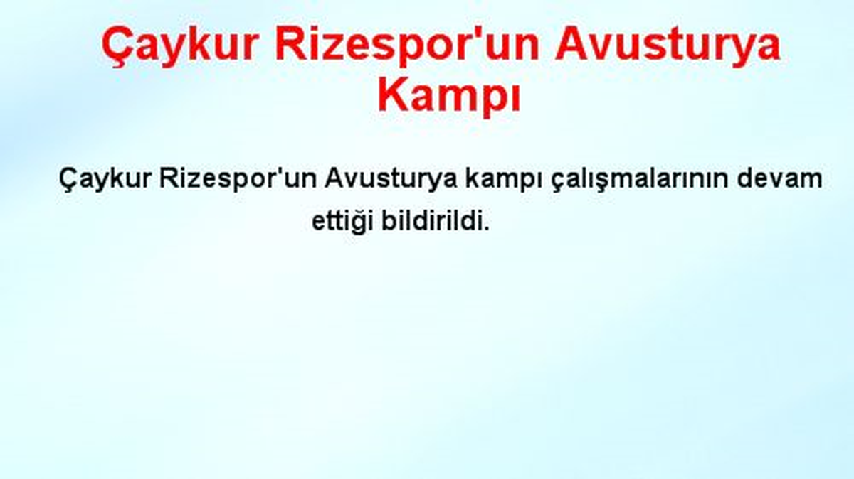 Çaykur Rizespor\'un Avusturya Kampı