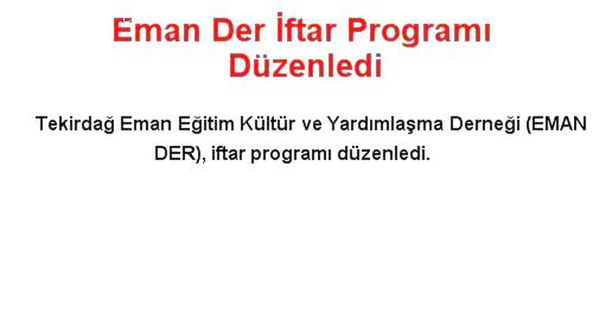 Eman Der İftar Programı Düzenledi