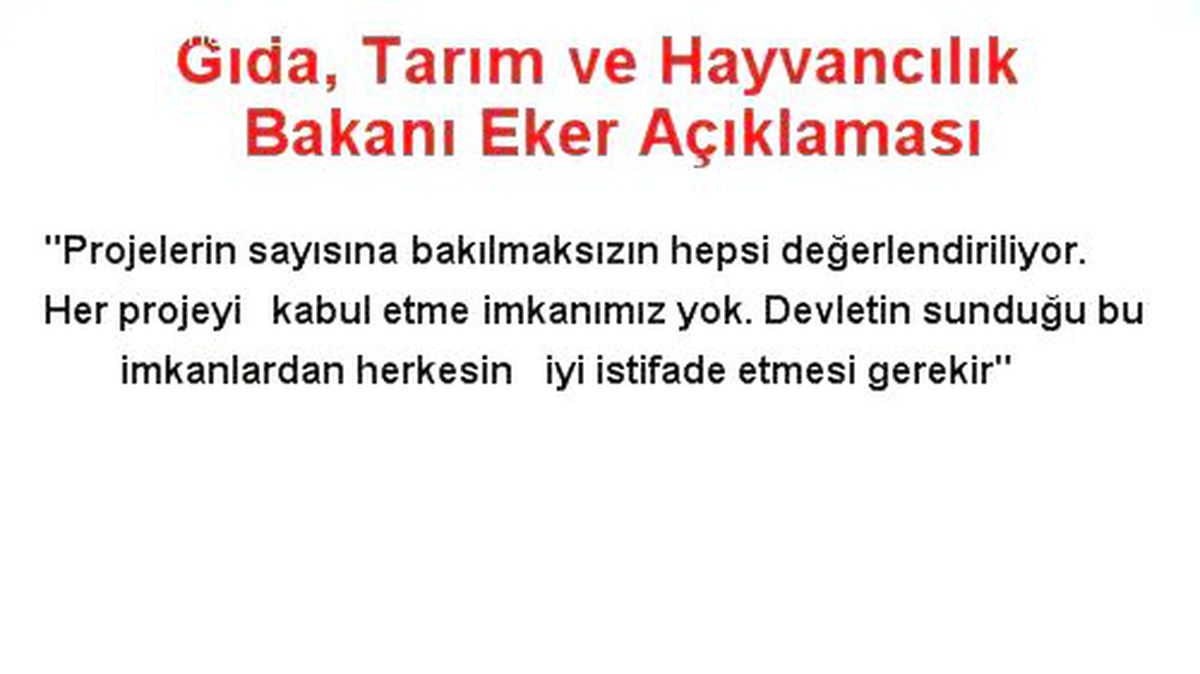 Gıda, Tarım ve Hayvancılık Bakanı Eker Açıklaması