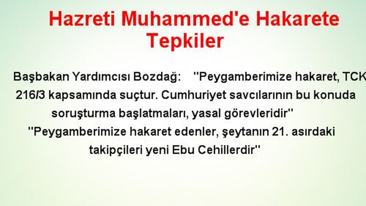 Hazreti Muhammed\'e Hakarete Tepkiler