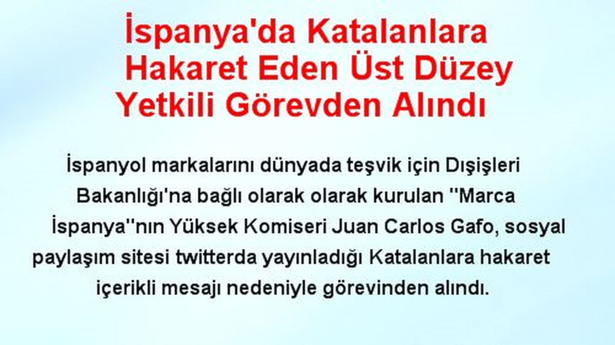 Katalanlara Hakaret Etti, Görevden Alındı