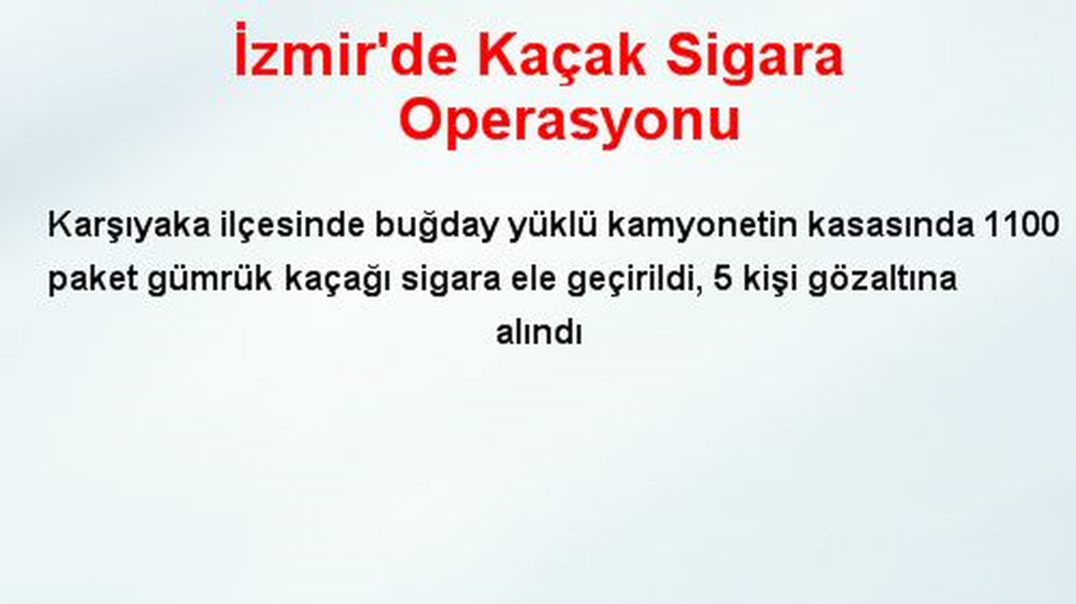 İzmir\'de Kaçak Sigara Operasyonu