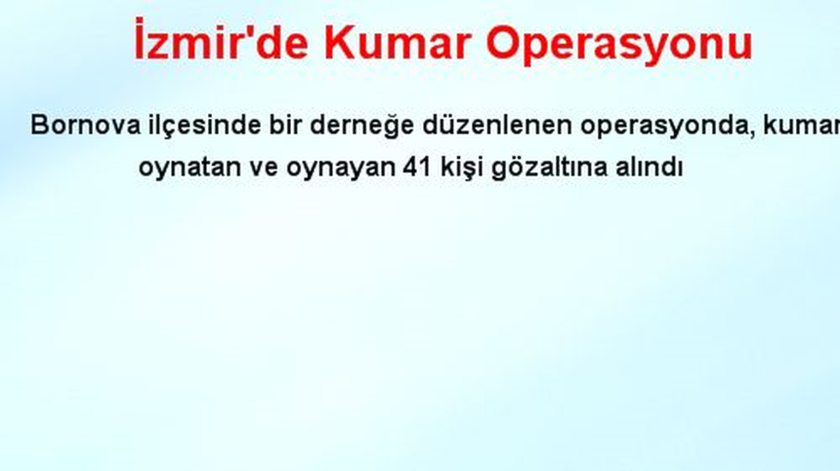İzmir\'de Kumar Operasyonu