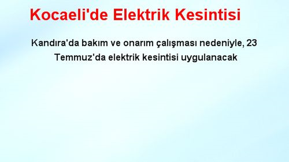 Kocaeli\'de Elektrik Kesintisi