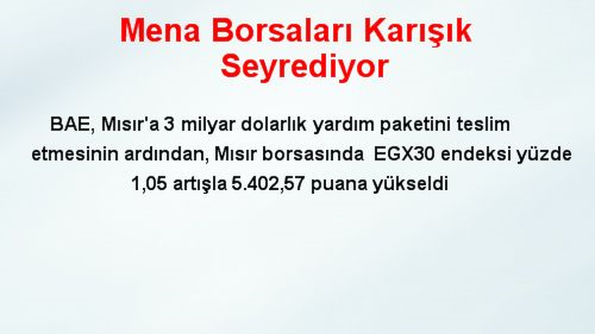 Mena Borsaları Karışık Seyrediyor