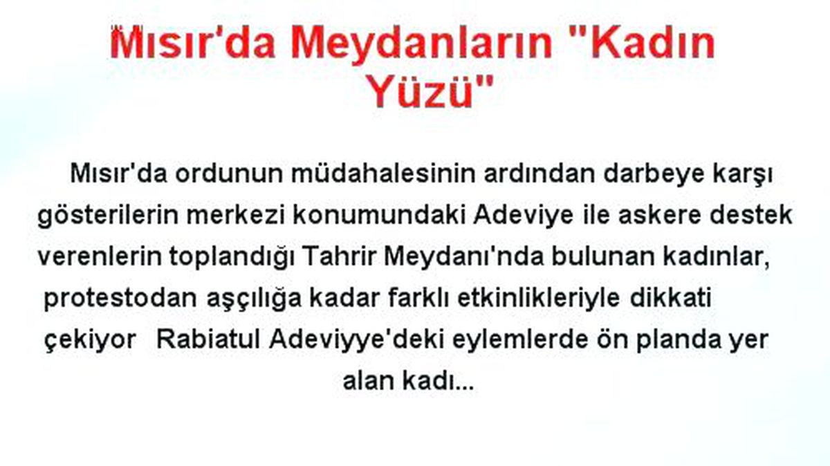 Mısır\'da Meydanların "Kadın Yüzü"