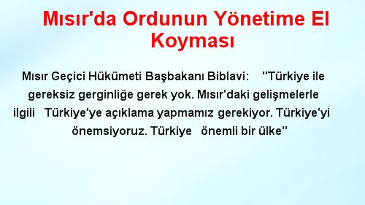 Mısır\'da Ordunun Yönetime El Koyması