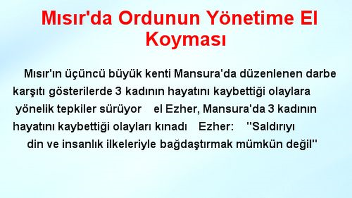 Mısır\'da Ordunun Yönetime El Koyması