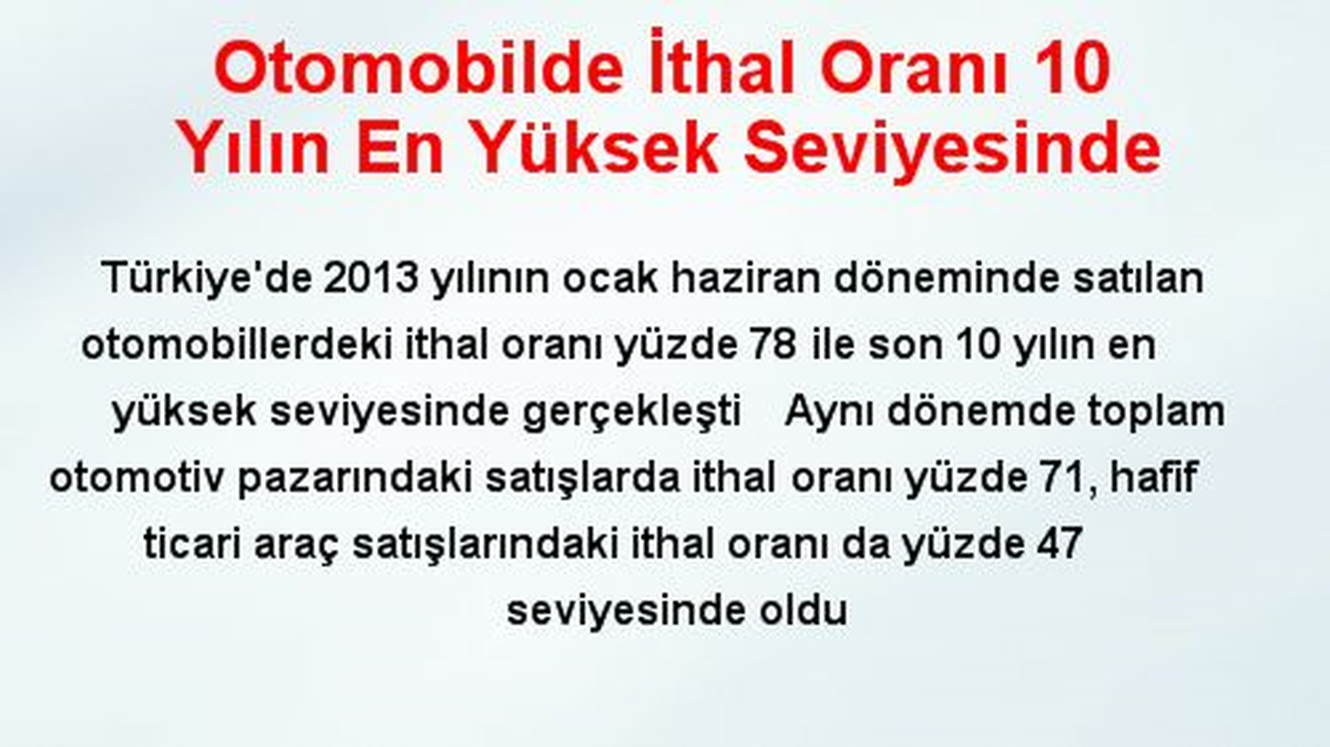 Otomobilde İthal Oranı 10 Yılın En Yüksek Seviyesinde