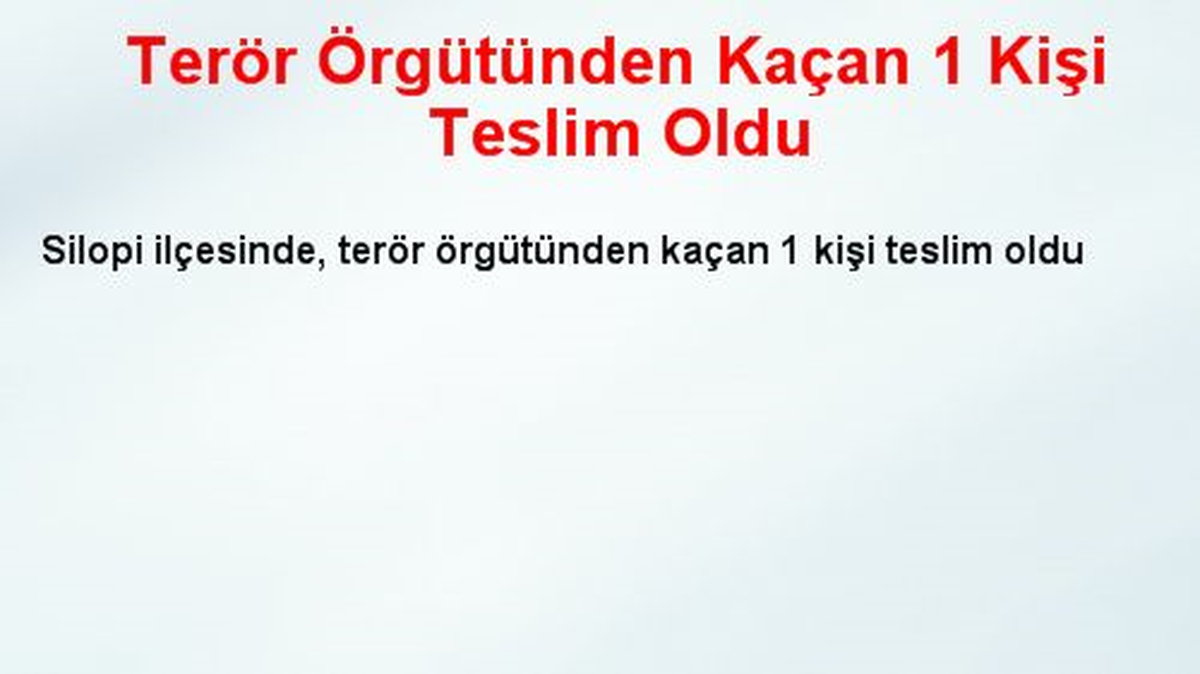 Terör Örgütünden Kaçan 1 Kişi Teslim Oldu