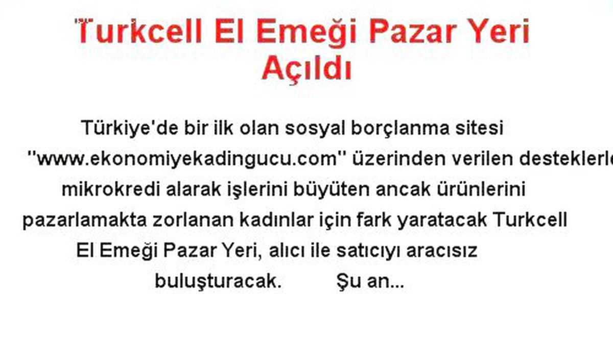 Turkcell El Emeği Pazar Yeri Açıldı
