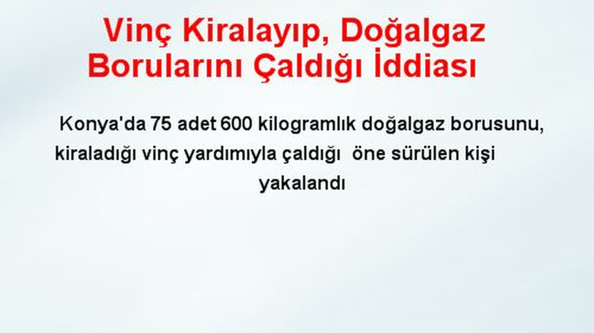 Vinç Kiralayıp, Doğalgaz Borularını Çaldığı İddiası