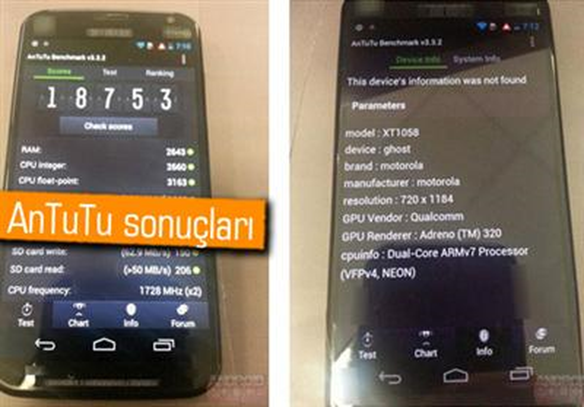 Moto X\'in Benchmark Sonuçları ve Özellikleri Ortaya Çıktı
