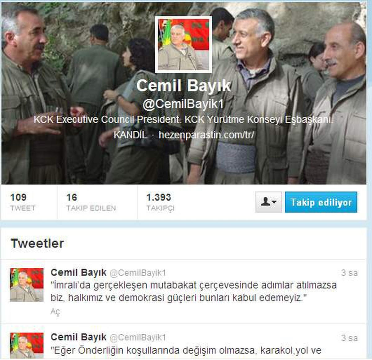 Cemil Bayık, PKK\'nın Taleplerini Açıkladı