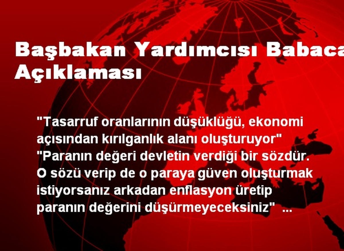 Başbakan Yardımcısı Babacan Açıklaması