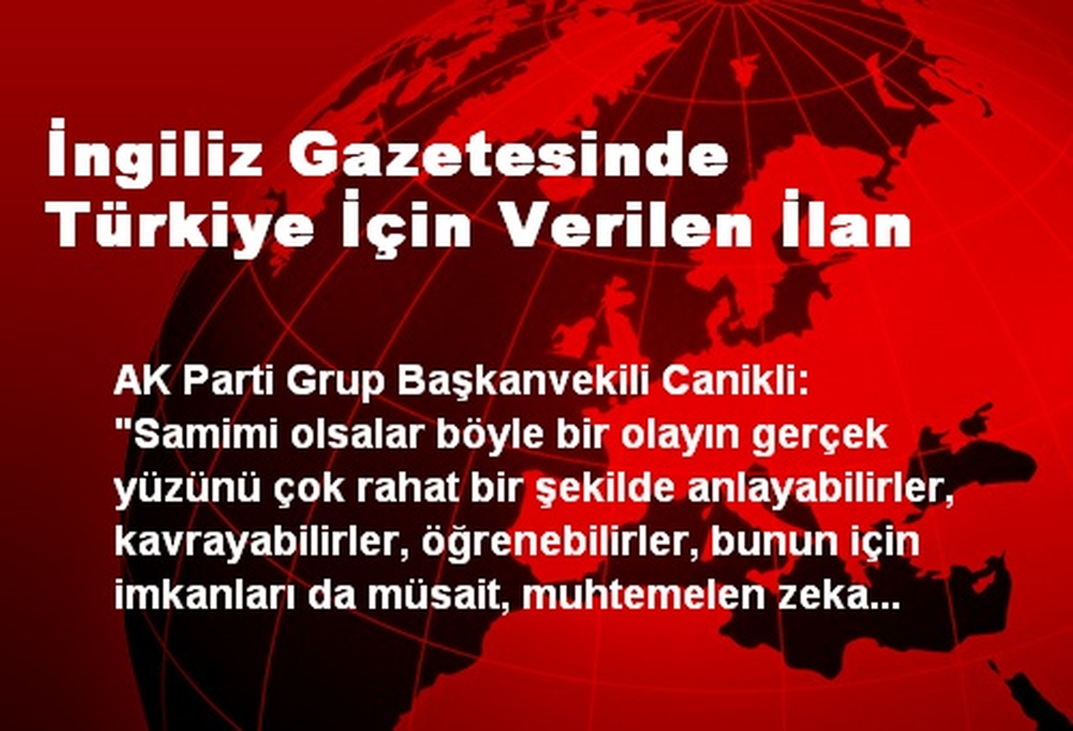 İngiliz Gazetesinde Türkiye İçin Verilen İlan