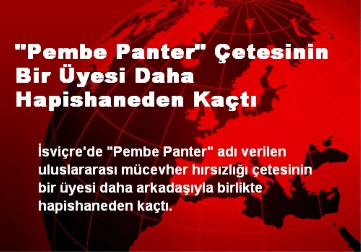 "Pembe Panter" Çetesinin Bir Üyesi Daha Hapishaneden Kaçtı