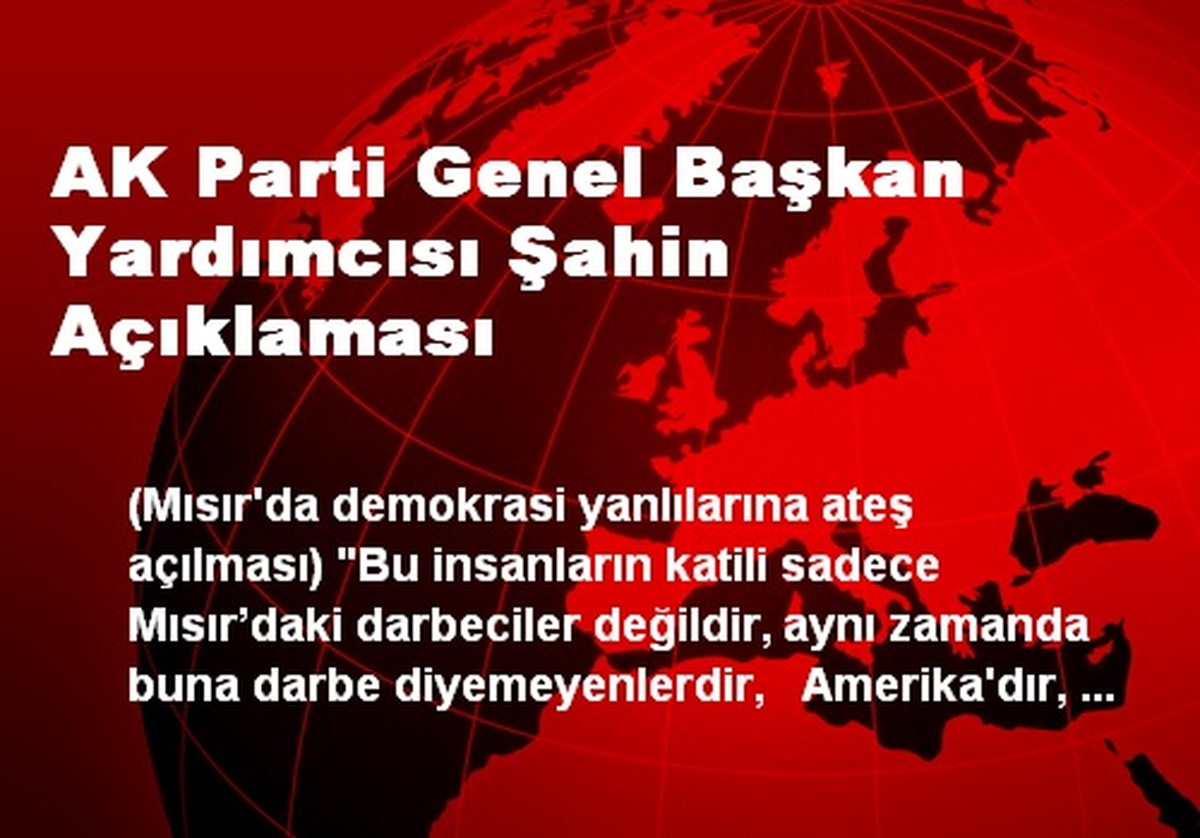 AK Parti Genel Başkan Yardımcısı Şahin Açıklaması