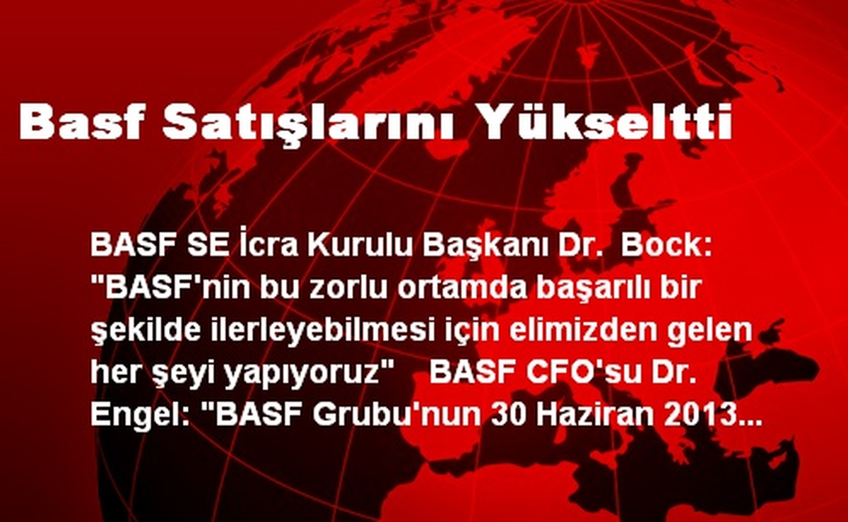 BASF Satışlarını Yükseltti
