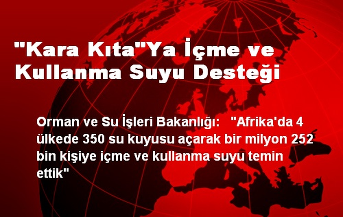 "Kara Kıta"Ya İçme ve Kullanma Suyu Desteği