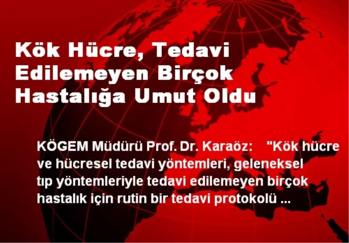 Kök Hücre, Tedavi Edilemeyen Birçok Hastalığa Umut Oldu