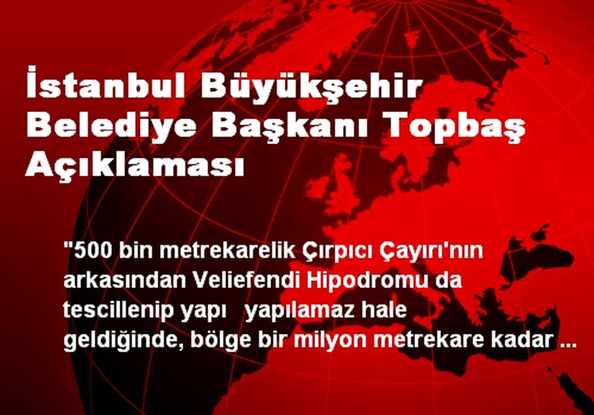 İstanbul Büyükşehir Belediye Başkanı Topbaş Açıklaması
