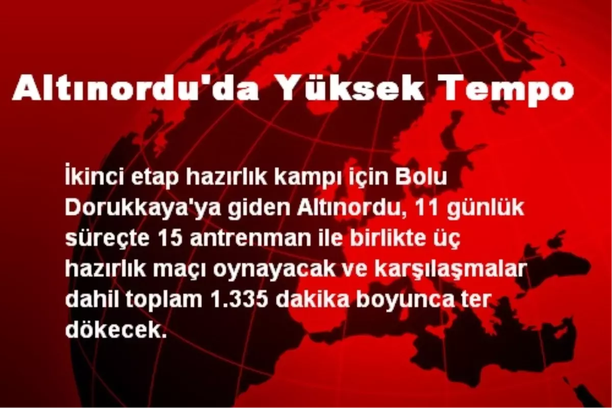 Altınordu\'da Yüksek Tempo