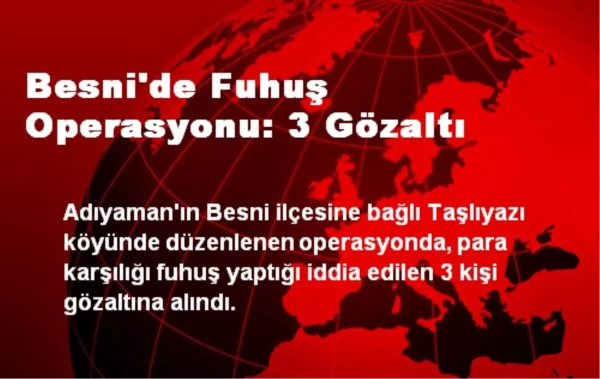 Besni\'de Fuhuş Operasyonu: 3 Gözaltı