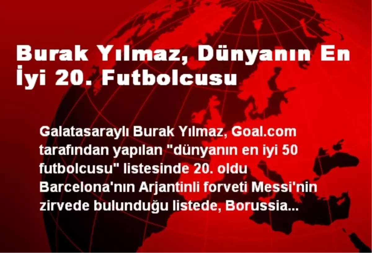 Burak Yılmaz, Dünyanın En İyi 20. Futbolcusu Seçildi