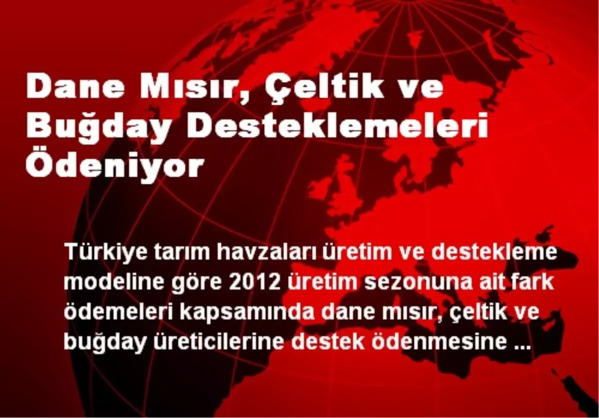 Dane Mısır, Çeltik ve Buğday Desteklemeleri Ödeniyor