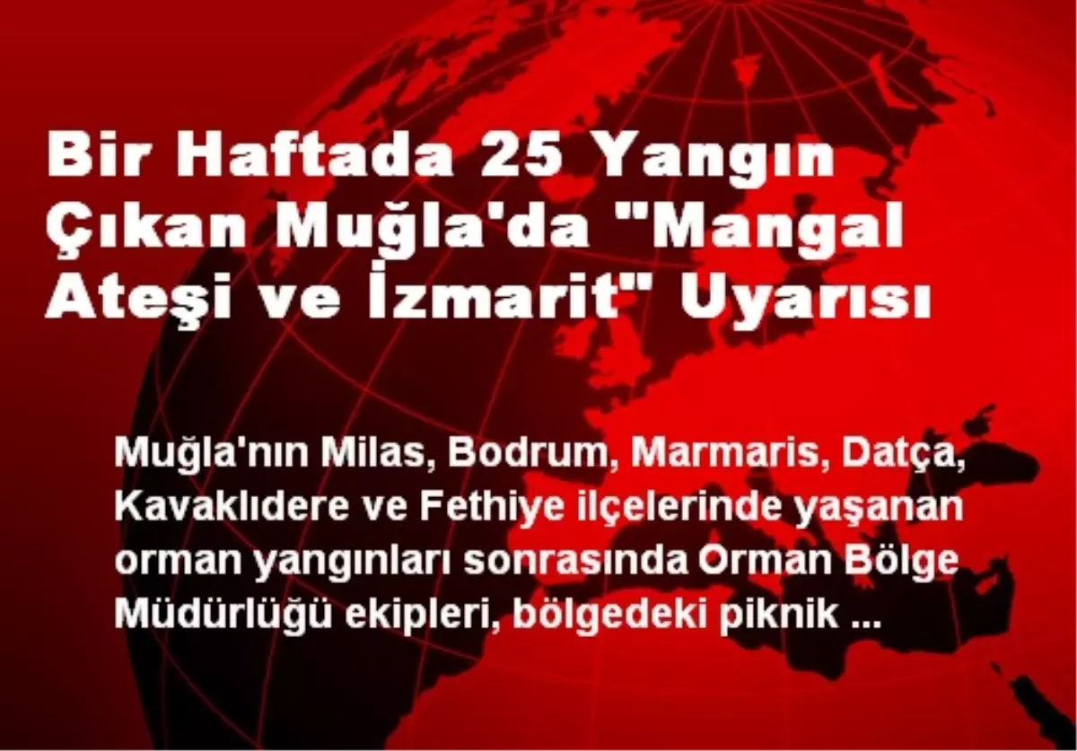 Bir Haftada 25 Yangın Çıkan Muğla\'da "Mangal Ateşi ve İzmarit" Uyarısı