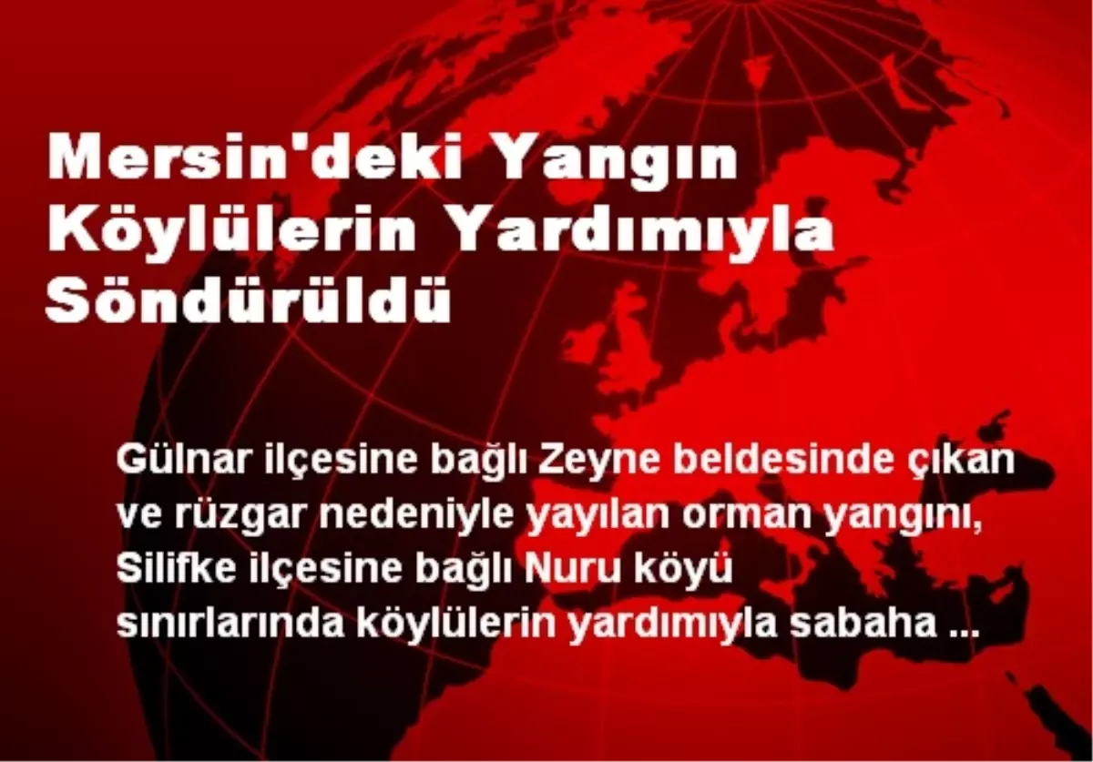 Mersin\'deki Yangın Köylülerin Yardımıyla Söndürüldü