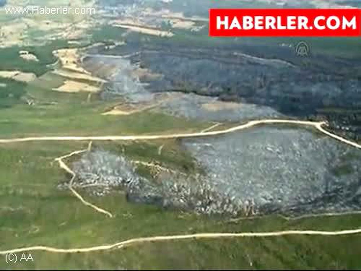 Yangın sonrası havadan görüntülendi