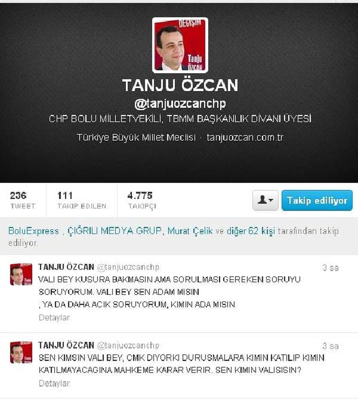 CHP\'li Özcan\'dan İstanbul Valisine Tepki: Vali Bey Sen Adam Mısın?