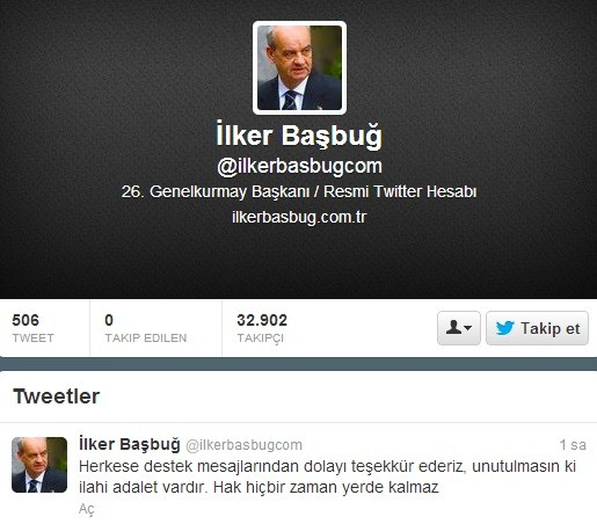 İlker Başbuğ\'dan "İlahi Adalet" Mesajı