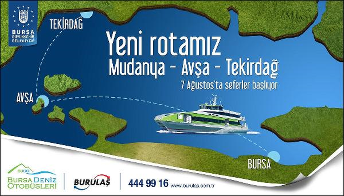 Bursa\'dan Avşa ve Tekirdağ\'a Deniz Otobüsü Seferi