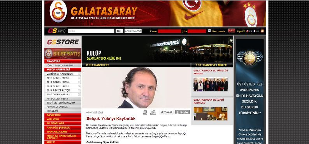 Galatasaray\'dan Selçuk Yula için Baş Sağlığı Mesajı