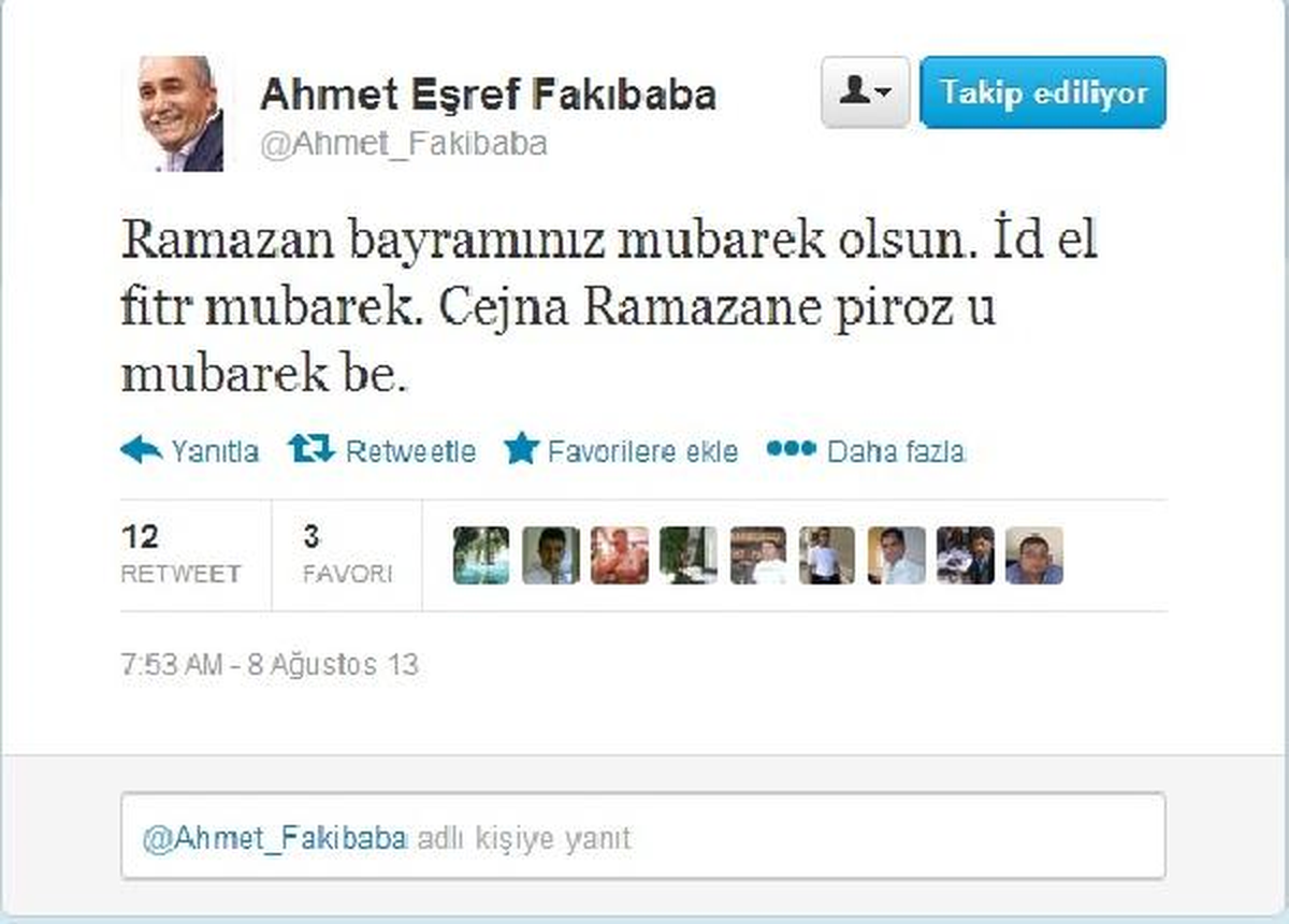 Belediye Başkanından 3 Dilde Bayram Tweeti