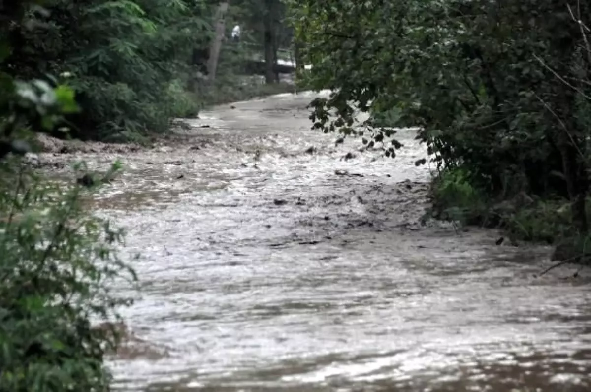 Trabzon\'da Dere Taştı, Yol Ulaşıma Kapandı