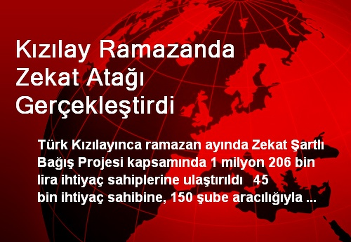 Kızılay Ramazanda Zekat Atağı Gerçekleştirdi
