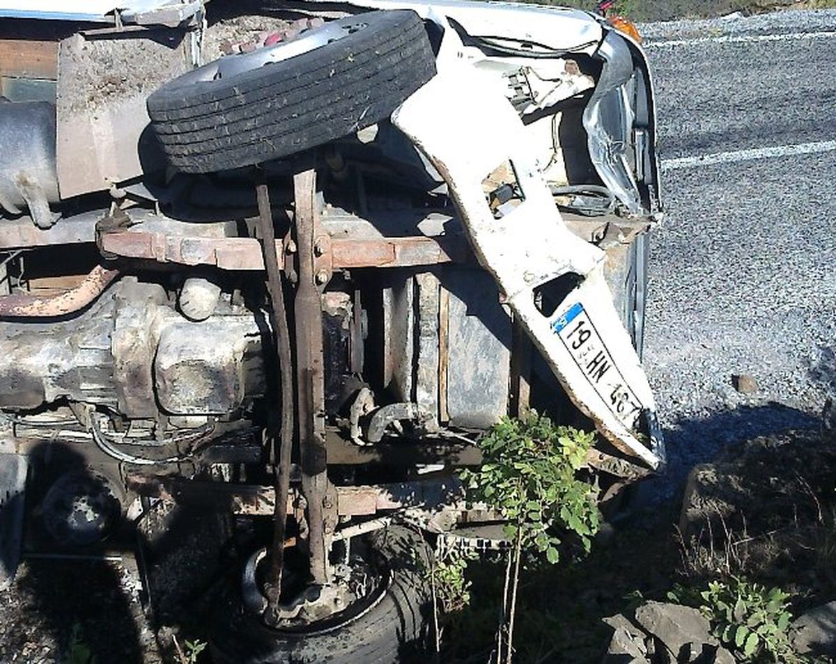 Freni Boşalan Kamyon Şarampole Uçtu: 2 Yaralı