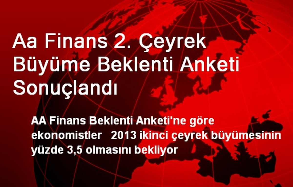 Aa Finans 2. Çeyrek Büyüme Beklenti Anketi Sonuçlandı