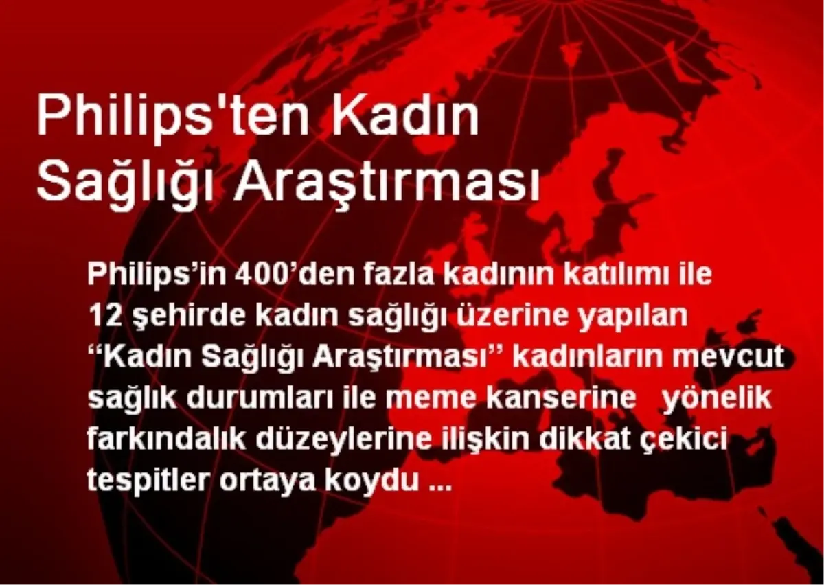 Philips\'ten Kadın Sağlığı Araştırması