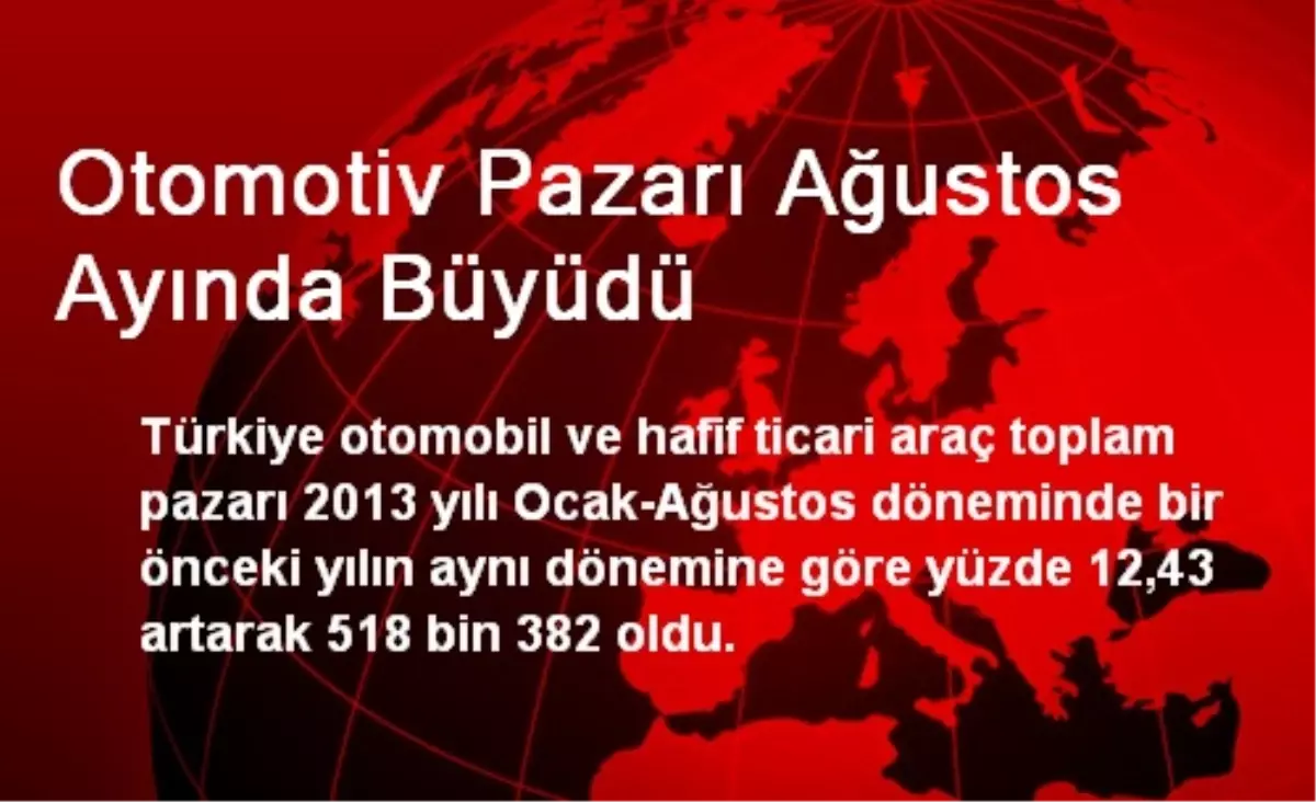 Otomotiv Pazarı Ağustos Ayında Büyüdü