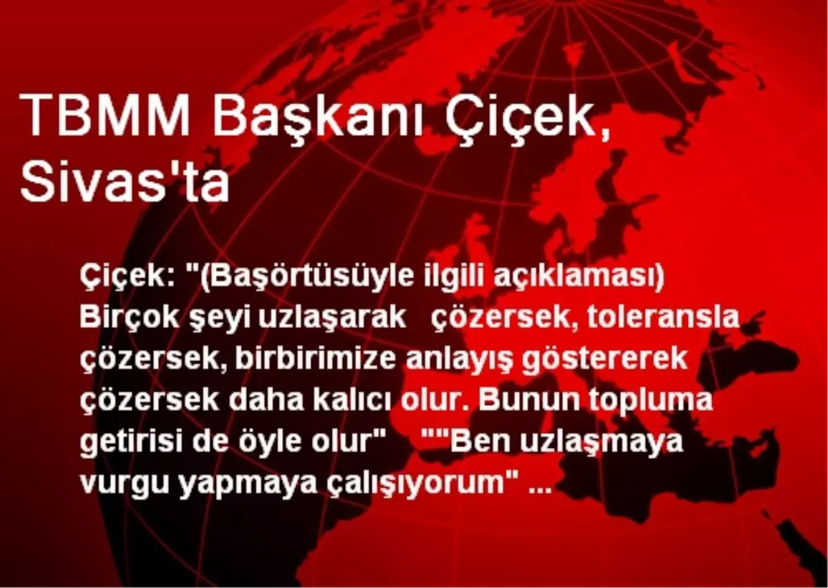 TBMM Başkanı Çiçek, Sivas\'ta