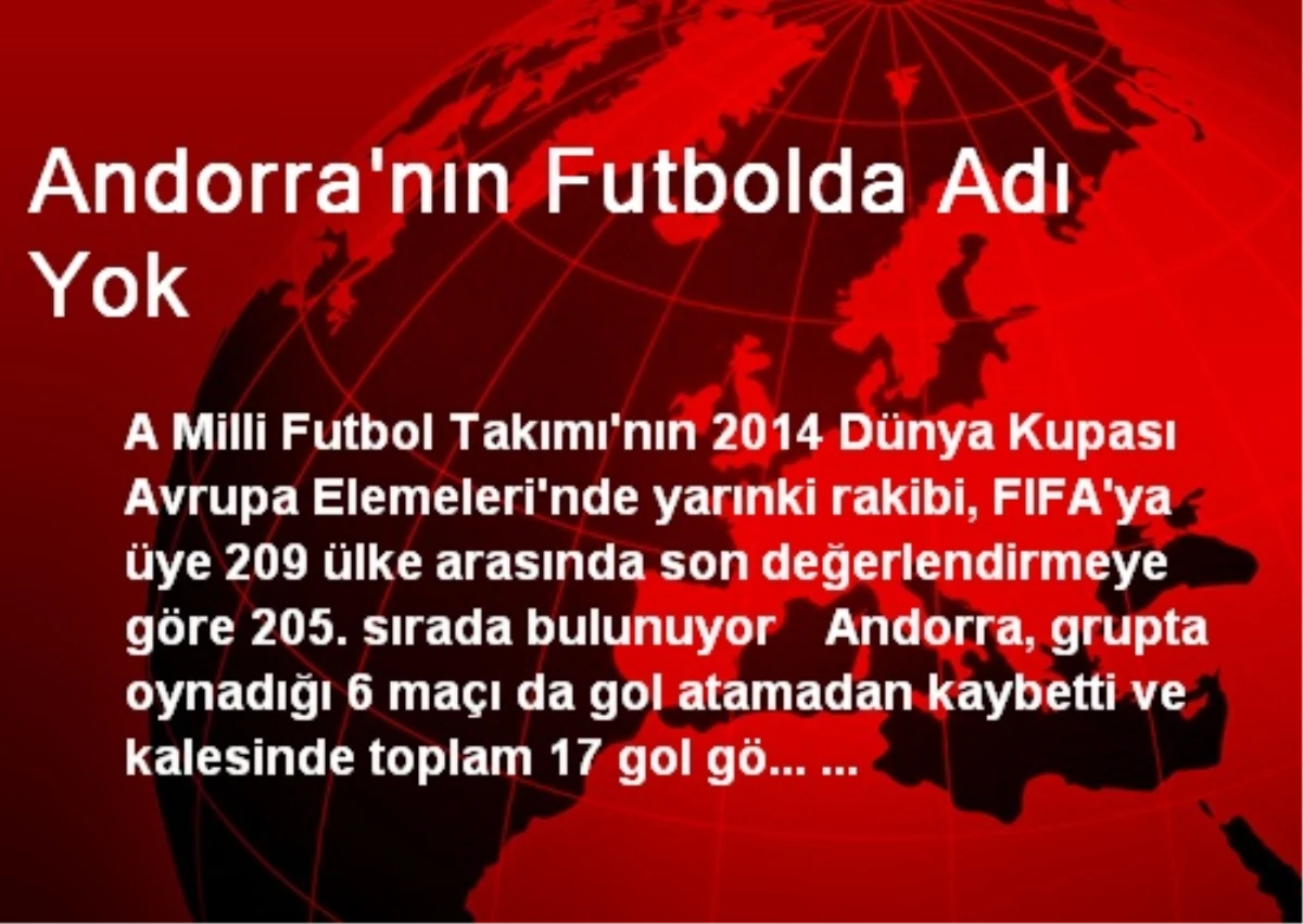 Andorra\'nın Futbolda Adı Yok